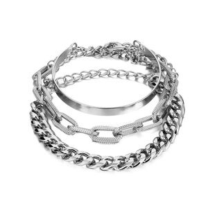 Silver-Tone Men’s Multi-Chain Bracelet Set